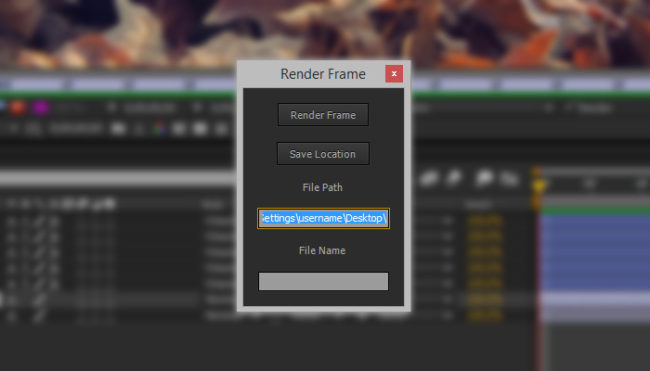 Render Instant Frame tool against a blurred out background of After Effects