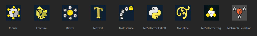 Content Browser Icons for MoSelector Tool for Cinema 4D