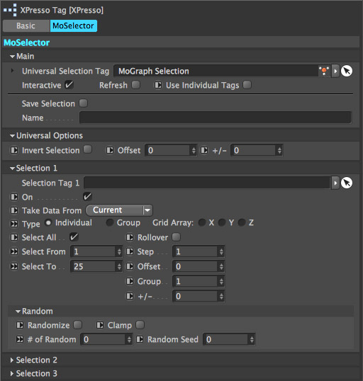 Overview of the MoSelector User Interface for Cinema 4D