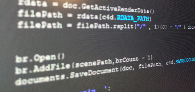 Save at Render Scripts Header Python Code shown at an angle within Cinema 4D