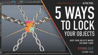 Cube held in place by chains inside the Cinema 4D Viewport Interface