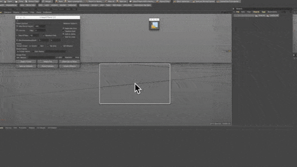 Cinema 4D interface showing images being imported into Scene