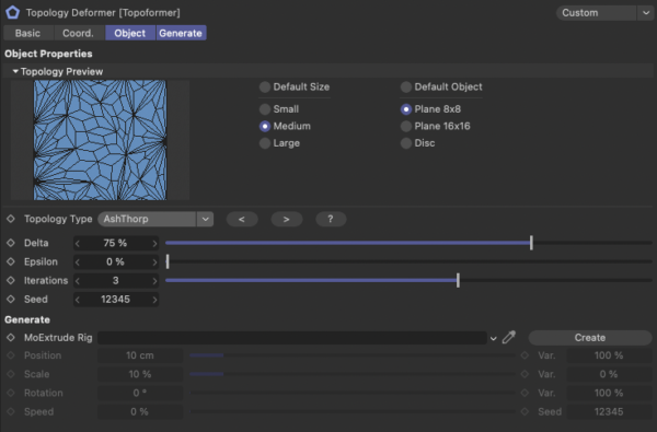 C4D Plugin: Topoformer 1 Topoformer 2 UI