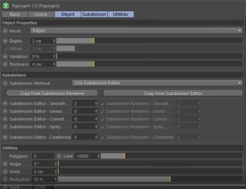 Trypogen Generator Plugin User Interface For Cinema 4D by Merk