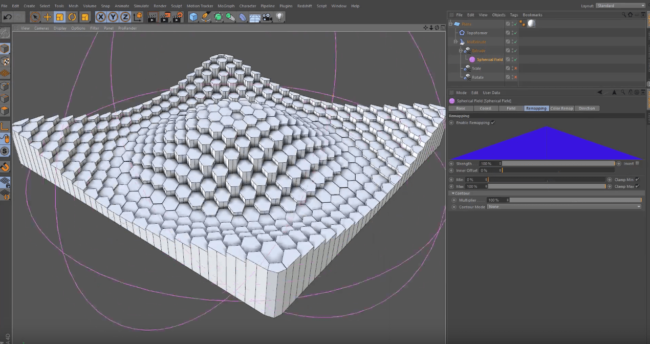 Hexagon wave in the Cinema 4D Viewport