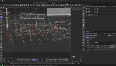 Cinema 4D Interface Displaying points derived from a Gaussian Splat file