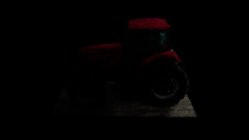 Cinema 4D Viewport showing fragmented topology being colored randomly withe the Color Shader